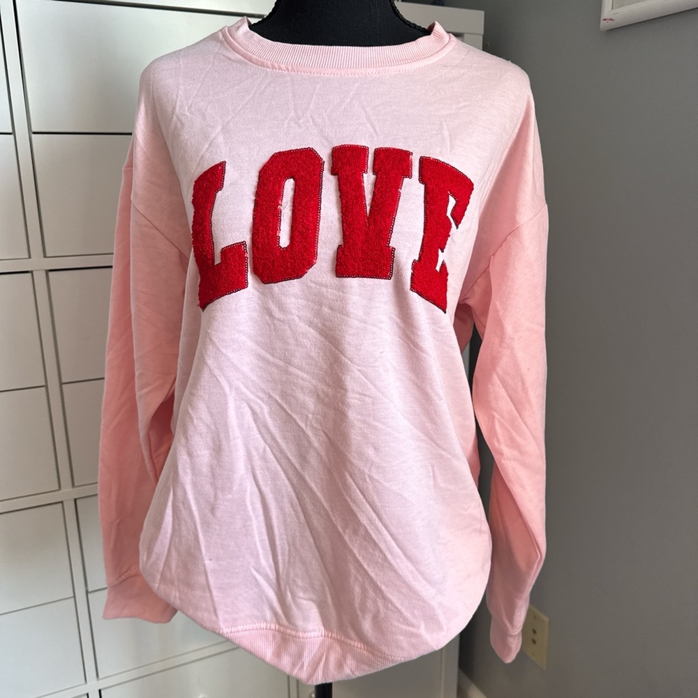 Workshop Republic Pink Crewneck with Red LOVE